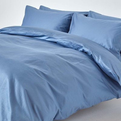 Homescapes Air Force Blue Egyptian Cotton Duvet Cover with Pillowcases 1000 Thread Count, King