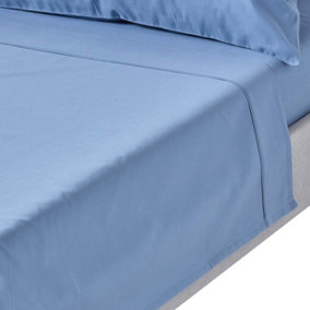 Homescapes Air Force Blue Egyptian Cotton Flat Sheet 1000 Thread Count, Double