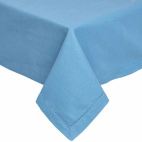 Homescapes Airforce Blue Cotton Square Tablecloth 137 x 137 cm