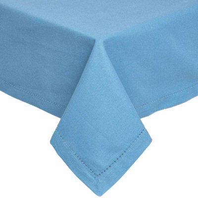 Homescapes Airforce Blue Cotton Tablecloth 137 x 178 cm