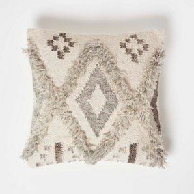 Homescapes Alta Handwoven Tufted Beige Kilim Cushion 45 x 45 cm