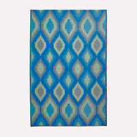 Homescapes Amber Ikat Green & Blue Outdoor Rug, 180 x 270 cm