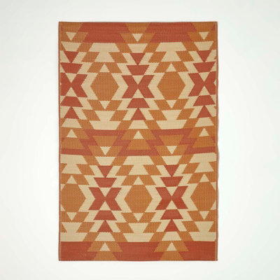 Homescapes Anya Aztec Orange Outdoor Rug, 120 x 180 cm