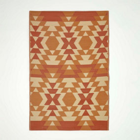 Homescapes Anya Aztec Orange Outdoor Rug, 150 x 240 cm