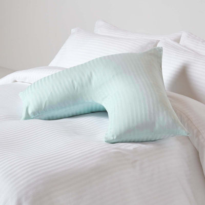 Homescapes Aqua Blue Egyptian Cotton Super Soft V Shaped Pillowcase 330 TC
