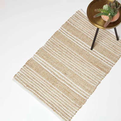 Homescapes Arlyn Natural Striped Handwoven Jute Rug, 60 x 90 cm