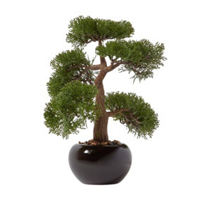 Homescapes Artificial Bonsai Tree in Black Ceramic Pot