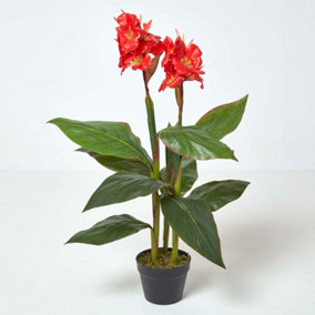 Homescapes Artificial Canna Lily Plant, 90 cm Tall