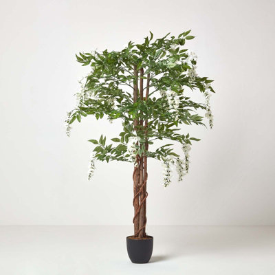 Homescapes Artificial Cream Handcrafted Wisteria Tree with Twisted Real ...