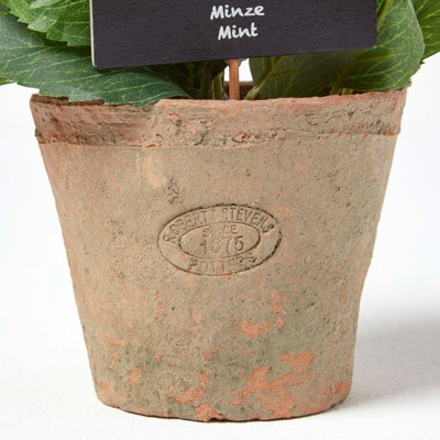 Homescapes Artificial Mint Plant in Decorative Pot