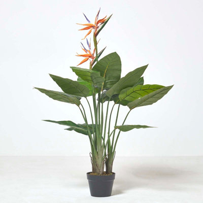 Homescapes Artificial Orange Handcrafted Bird of Paradise Plant in Pot, 120  cm