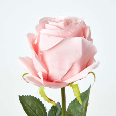 Homescapes Artificial Pink Handcrafted Rose Single Stem, 62 cm