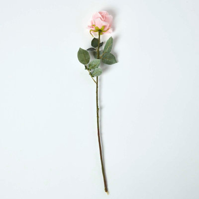 Homescapes Artificial Pink Handcrafted Rose Single Stem, 62 cm