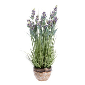 Homescapes Artificial Purple Lavender Plant in Decorative Metallic Ceramic Pot, 66 cm Tall