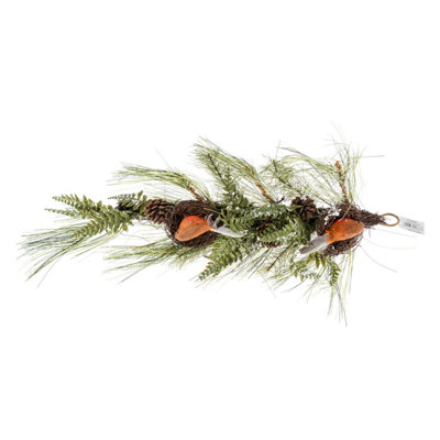 Homescapes Artificial Replica Pine Branch Christmas Swag with Robins Nests Price Comparisons | Compare The Build