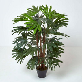 Homescapes Artificial Rhapis Excelsa Palm Tree, 120 cm Tall