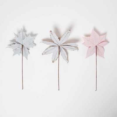 Homescapes Artificial Set of 3 Pink Poinsettia Single Stem Decorations
