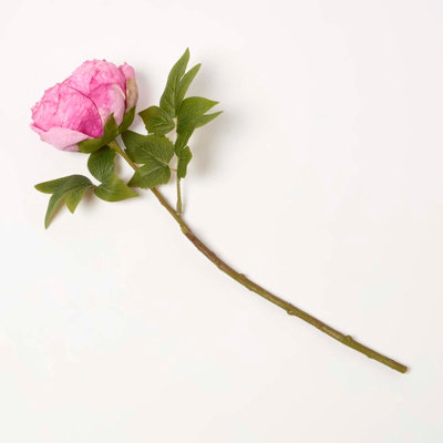 Homescapes Artificial Stem of Dried Pink Peony Flowers, 48 cm