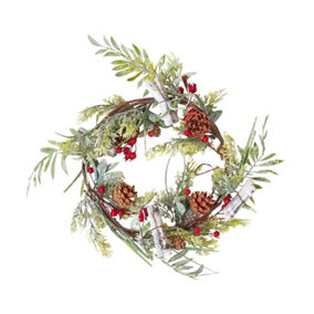 Homescapes Artificial Wreath with Berries and Pinecones, 18 Inches