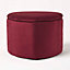 Homescapes Arundel Heart-Shaped Velvet Footstool with Storage, Red