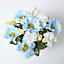Homescapes Baby Blue and White Artificial Flowers in Grave Vase