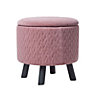 Homescapes Balmoral Velvet Footstool with Storage, Pink