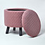 Homescapes Balmoral Velvet Footstool with Storage, Pink