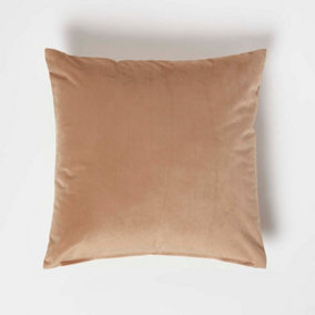 Homescapes Beige Velvet Cushion, 45 x 45 cm