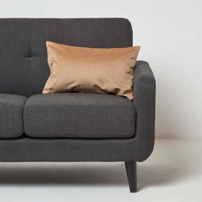 Homescapes Beige Velvet Cushion, Bolster 30 x 50 cm