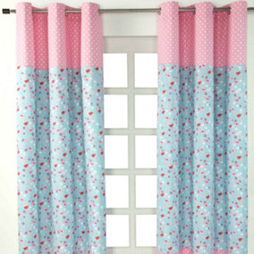 Homescapes Birds And Flowers Ready Made Eyelet Curtain Pair, 117 x 137 cm Drop
