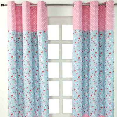 Homescapes Birds And Flowers Ready Made Eyelet Curtain Pair, 137 x 228 cm Drop