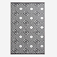Homescapes Black and White Geometric Design Reversible Outdoor Rug