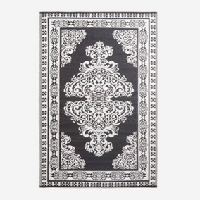 Homescapes Black and White Motif Design Reversible Outdoor Rug