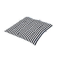 Homescapes Black and White Stripe Seat Pad with Straps 100% Cotton 40 x 40 cm