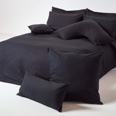 Homescapes Black Continental Egyptian Cotton Pillowcase 200 TC, 80 x 80 cm
