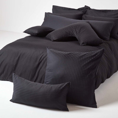 Homescapes Black Continental Egyptian Cotton Pillowcase 330 TC, 40 x 80 cm