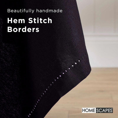 Homescapes Black Cotton Round Tablecloth 178 cm