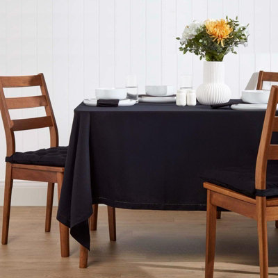 Homescapes Black Cotton Tablecloth 137 x 228 cm DIY at B&Q
