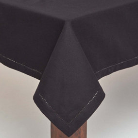 Homescapes Black Cotton Tablecloth 178 x 300 cm