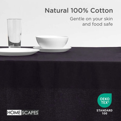 Homescapes Black Cotton Tablecloth 178 x 300 cm