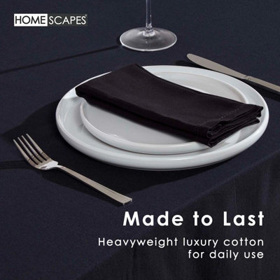 Homescapes Black Cotton Tablecloth 178 x 300 cm