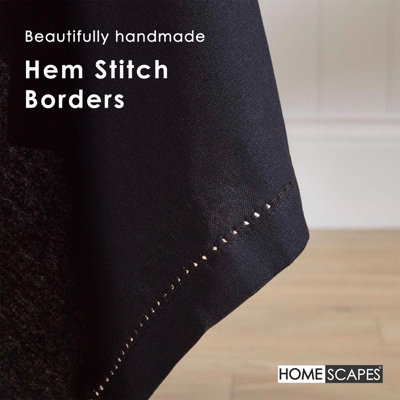 Homescapes Black Cotton Tablecloth 178 x 300 cm
