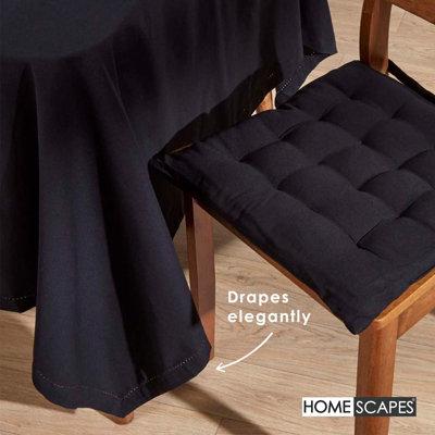 Homescapes Black Cotton Tablecloth 178 x 300 cm