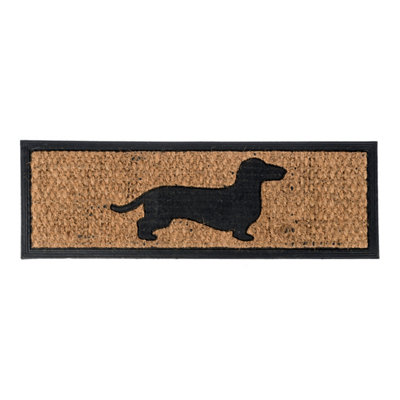 Homescapes Black Dog Silhouette Non-Slip Coir Doormat