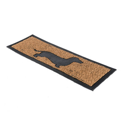Homescapes Black Dog Silhouette Non-Slip Coir Doormat