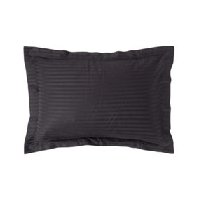 Homescapes Black Egyptian Cotton Satin Stripe Oxford Pillowcase 330 TC