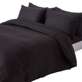Homescapes Black Egyptian Cotton Single Duvet Cover with One Pillowcase, 330 TC