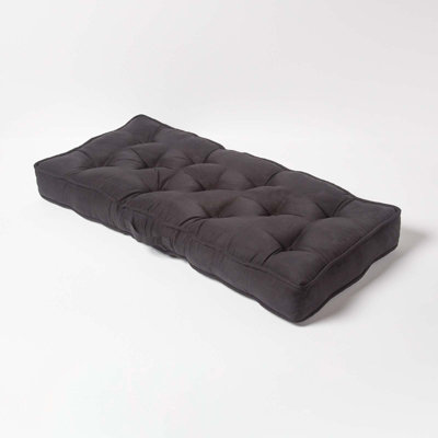 Homescapes Black Faux Suede 2 Seater Booster Cushion
