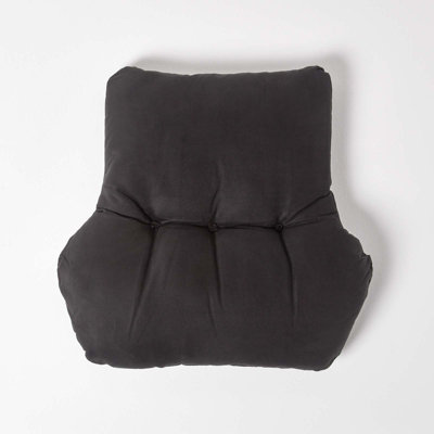 Homescapes Black Faux Suede Back Support Cushion