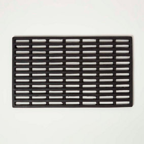 Homescapes Black Grid Rubber Door Mat 61 x 38 cm